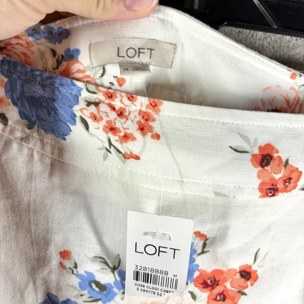 Floral Wrap Linen Midi Skirt Size 14 NWT Cottage Country Grandmillennial - Picture 5 of 8